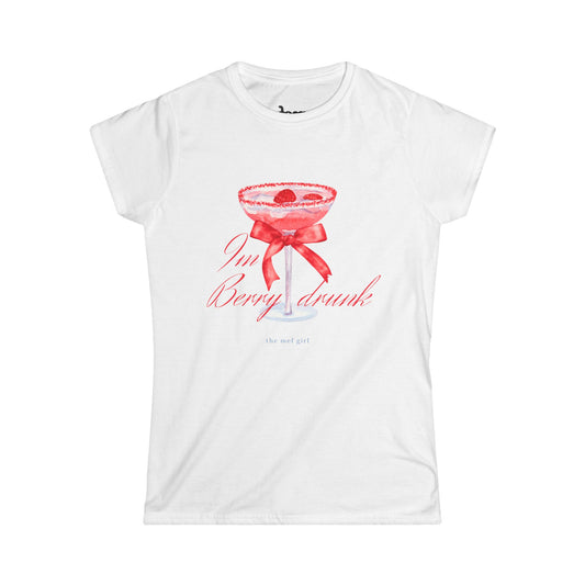 🍸I'm Berry Drunk 🍓🍹 Pink Cocktail Softstyle Tee | Fun & Flirty Women's Casual Wear 😍✨