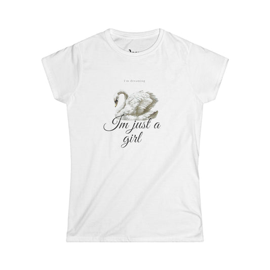 Swan Softstyle Tee 🦢✨ - I'm Just Girl 🦢 Softstyle Tee | Elegant Swan Graphic for Casual & Chic Looks ✨👚